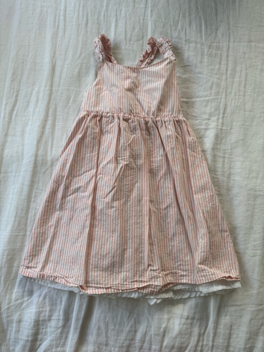 Catherine Malandrino Pink and White Striped Sundress with Ruffle Straps